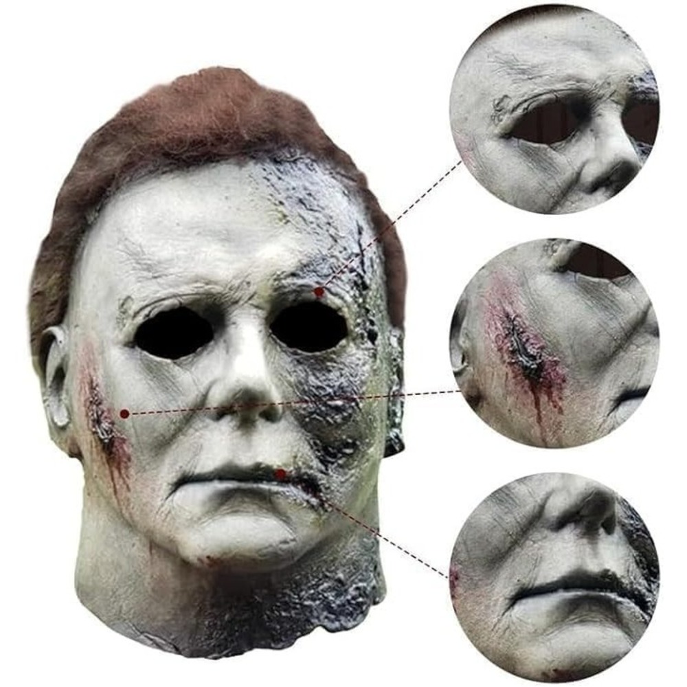 WPOZD Michael Myers Halloween Mask Latex Horror Scary Adult Cosplay Full Face - Picture 2 of 6